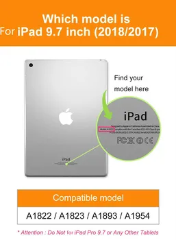 Gadījumā Jauno iPad 9.7 collu 2017 2018 Atbrīvot Modelis A1822 A1823 A1893 PU ādas Smart Cover Gadījumā Magnēts pamosties miega kabata, soma