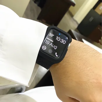 Gadījumā+pulksteņu siksniņas Apple skatīties joslas 44 mm/40mm iWatch band 42mm 38mm Austi Silikona watchband aproce Apple skatīties 5 4 3 21 40