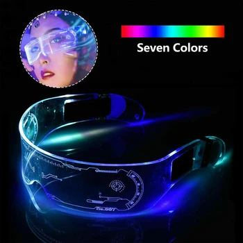 Gaismas LED Neona Brilles Notīrīt Lēcas 7 Krāsu LED indikators iedegas, Vizieris Mirdzumu Saulesbrilles DJ, Bārs KTV Halloween Rave Puse Apdare