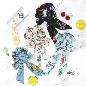 Galvas Gumiju Scrunchie Jaunā Sieviešu Elegants Vintage Print Dot Priekšgala Mezgls Elastīgās Matu Lentas Salds Modes Matu Aksesuāri