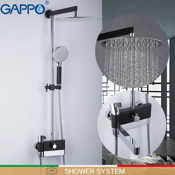 GAPPO dušas sistēmas sienas vannas jaucējkrāns, maisītājs luksusa vannas dušas sistēma, hroms pulēta un melnā dušas jaucējkrāni