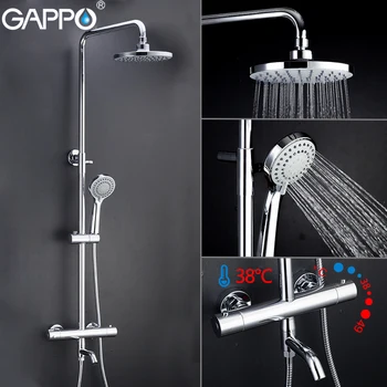 Gappo MISIŅA Termostata dušas jaucējkrāns vannas lifts, regulējams karstā aukstā ūdenī, liela apaļa galva dušas augstspiediena skalošanas duša