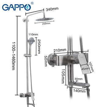 GAPPO vannas dušas jaucējkrāns uzstādīt nerūsējošā tērauda lietus dušas ūdenskritums maisītājs tap Vannas dušas galvas mikseris torneira