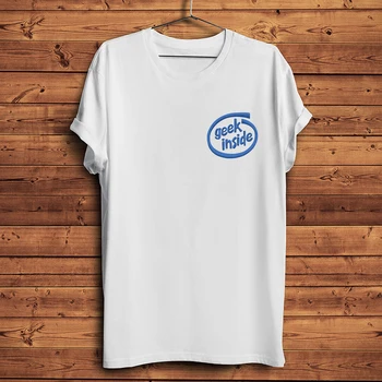 Geek iekšā cpu logo smieklīgi Tech geeker t krekls homme vasarā jaunu balts ar īsām piedurknēm vīriešiem gadījuma tshirt unisex streetwear tee