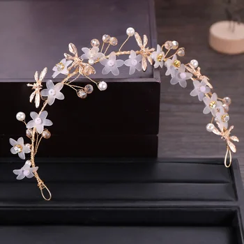 GETNOIVAS 1gb korejas Pasaku Aust Kristāla Imitācija Pērļu Ziedi Kāzu Hairband Izsmalcinātu Burvīgs Kāzu Matu Aksesuāri S