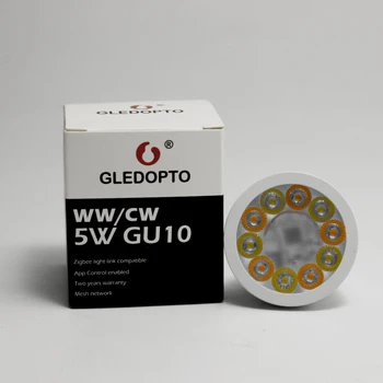 GLEDOPTO 5W WW/CW REOSTATS LED ZIGBEE GU10 uzmanības centrā AC100-240V zll standarta līgums, smart app saderību amazon echo plus