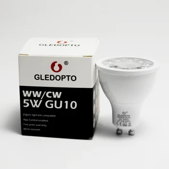 GLEDOPTO 5W WW/CW REOSTATS LED ZIGBEE GU10 uzmanības centrā AC100-240V zll standarta līgums, smart app saderību amazon echo plus