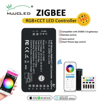GLEDOPTO ZIGBEE 3.0 RGBWW RGBCCT LED Lentes Kontrolieris Pro Smart Phone Balss Vadības Darbs ar Alexa Echo Plus SmartThings