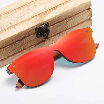 GM Roku darbs Sarkanas Koka Brilles UV400 Polarizētās Spogulis Saulesbrilles Vīriešiem, Sievietēm, Vintage Design Oculos de sol masculino