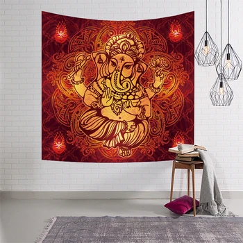 Gobelēns 59x51 collu Indijas Ziloņu Dievs Ganesh Jogas Karājas Gobelēns Mājas Apdare Dāvanu