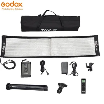 Godox 30*120 cm FL150R 150W Elastīgu Salokāms Auduma LED Video apgaismojums 3300-5600K Bi-color Kontrolieris ar Tālvadības pulti, X-veida