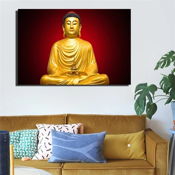 Golden Buddha Sejas Attēls Budas Krāsošana Izdrukas uz Audekla, lai Dzīvojamā Istabā pie Sienas Plakātu un Mākslas Izdrukas Dekoru Piliens Kuģniecība