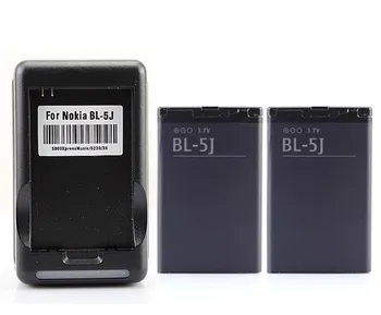 GOLDFOX 2x 1320mah BL-5J Akumulators + Sienas Lādētājs Nokia BL 5J Nokia 5800 C3-00 N900 X1-01 X6 X6M X9 Akumulatora Nomaiņa