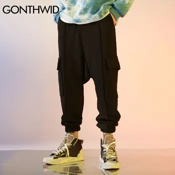 GONTHWID Multi-Kabatas Joggers Harēma Kravas Treniņbikses Hip Hop Harajuku Gadījuma Baggy Sviedri Bikses Vīriešu 2020. Gadam, Modes Bikses Vīriešu