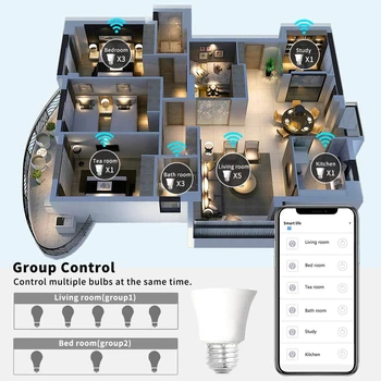 Google Home Gaismas Spuldzes LED Ampoule E27 B22 Smart Lampas Spuldze RGB LED, Wifi, Bluetooth, 5-20w Burvju Spuldzes vai Tālvadības pults Aptumšojami