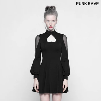 Gothic Dobi no sirds formu sexy sieviešu kleita Classic melns mežģīņu piedurknēm viedokļa slim skaisto kleitu Punk rave OPQ-305LQF