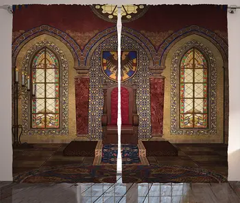 Gothic Mājas Dekori Aizkari Red Viduslaiku Troņa Kapelā Ērglis Portretu uz Sienas Senās Fantasy Ēkas Drukāt Dzīvojamā Istaba