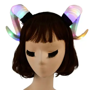 Gothic Sieviešu Antilopju Ragu Aitu Galvas LED Kvēlojošs Puse Matu Stīpas indikators Mirgo Cosplay Halloween Velna Kostīms, Aksesuāri