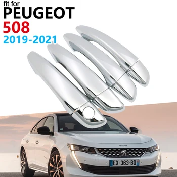 Grezns Chrome Durvju Roktura Vāciņš Melns, Komplekts Peugeot 508 SW 2019 2020 2021 Piederumi, Auto Uzlīmes