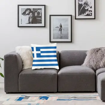 Grieķijas Valsts Karogu, Grieķija Mest Spilvena Segums Poliestera Spilveni Dīvāns 45*45cm Spilvendrāna
