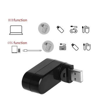 Grozāms ātrgaitas 3 Porti USB HUB USB 2.0 Sadalītāja, un Adapteri Notebook/Tablet PC Datoru Papildierīces