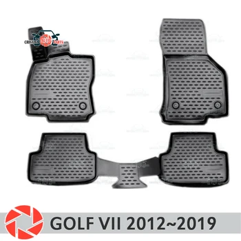 Grīdas paklāji Volkswagen Golf 7 2012~2019 paklāji, kas nav slīdēšanas poliuretāna netīrumiem aizsardzības, iekšlietu auto stils aksesuāri