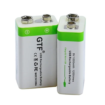 GTF JAUNU 9V 1000mAh USB maksas Akumulators li-jonu akumulators Mikro 9 v, USB, lai Multimetrs Mikrofons Rotaļlieta, Tālvadības pults KTV