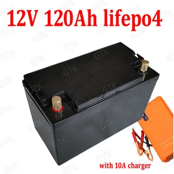 GTK ūdensizturīgs Lifepo4 12.8 V 12V 120AH litija baterija, Saules Enerģijas Sistēmas Pacēlāju tīrīšanas mašīnas radio RV +10.A Lādētāju