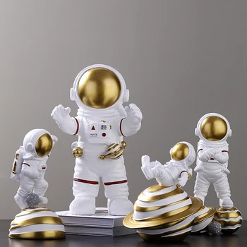 Gudrs astronauts spaceman miniatūras figūriņas Mūsdienu Sveķu Kuģiem, pasaku dārza mājas dekorēšanas aksesuāri, dzīvojamās istabas dāvanas