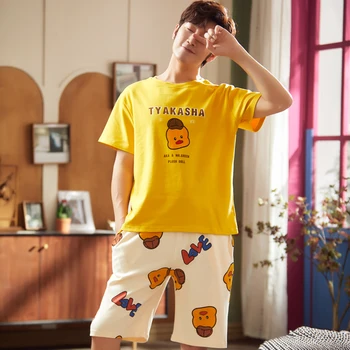 Gudrs Drukāšanas Vasaras Kokvilnas Pidžamas Pāris Pidžamas Komplekts Sievietēm Loungewear Mīļākais Pyjama Femme Vīriešu Sleepwear Mājas Apģērba