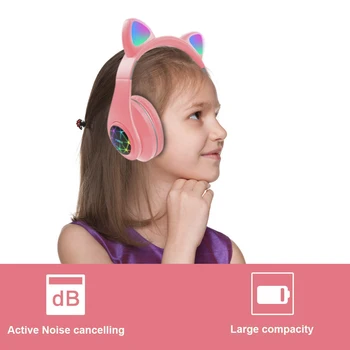 Gudrs Kaķis Austiņas Bezvadu Austiņas Muisc Stereo Bluetooth Austiņas Ar Mikrofonu Bērniem Meitu, Skaļruņus, Austiņas Dāvanu