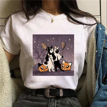 Gudrs Kaķis Ķirbju Ragana boo apkalpes drukas t krekls sievietēm Halloween dāvanu vogue grafiskais t femme harajuku kawaii sieviešu t-krekls