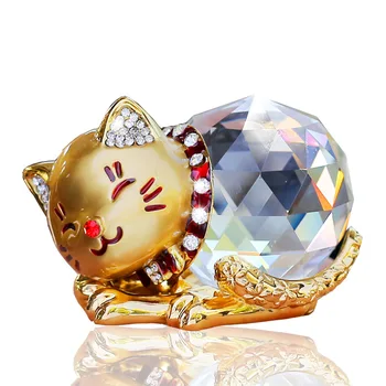 Gudrs Metāla Crystal Cat Talismans Amatniecības Miniatūras Stikla Suvenīri Dzīvnieku Statuja Laimīgs Kaķis Kristāla Figūriņas Mājās, Kāzu Dekori