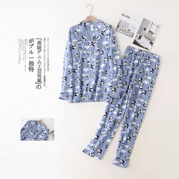 Gudrs panda pidžamas komplekti Vīriešiem sleepwear Jaunā pavasara kokvilnas gadījuma ilgtermiņa piedurknēm sleepwear pijamas hombres vīriešu pidžamas