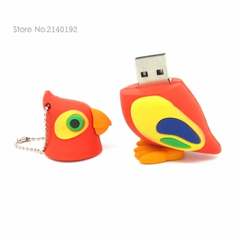 Gudrs Papagailis pen drive karikatūra putnu usb flash drive 32gb 16gb 8gb, 4 gb flash atmiņas karti memory stick dzīvnieku pendrive USB2.0 reālās spējas