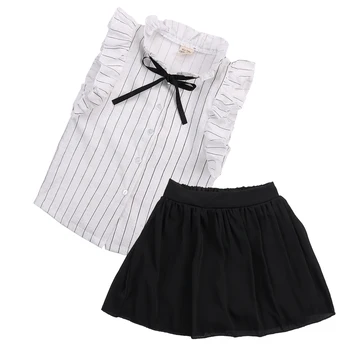 Gudrs Toddler Bērniem, Baby Meitenes Vasaras Gadījuma Lidot Piedurknēm Tops + Svārki 2gab Apģērbu Komplekti Puse Drēbes 2-7Years