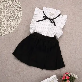 Gudrs Toddler Bērniem, Baby Meitenes Vasaras Gadījuma Lidot Piedurknēm Tops + Svārki 2gab Apģērbu Komplekti Puse Drēbes 2-7Years