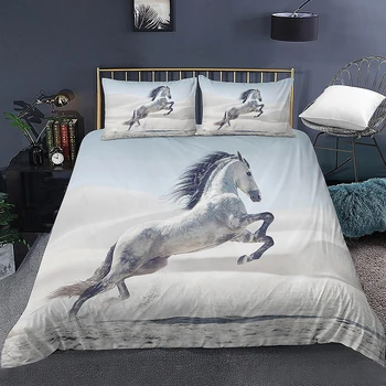 Gulta Mierinātāji Gultas piederumi Segas Unicorn Zirgu Iespiesti Mājas Tekstila ar Spilvendrānas Gultas Veļa Eiro 220X240