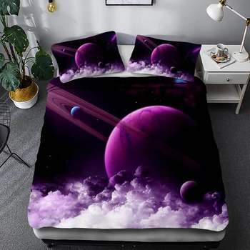 Gultas Komplekts Kosmosa mēness sega sedz Bērnu gultas segt planētas 150 Gultas Komplekts Spilvendrāna 3d sega Pieaugušajiem moon Star Telpa, Gultas Veļa