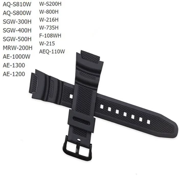 Gumijas Siksna Piemērots-Casio AE-1000w SGW-400H / SGW-300H Silikona Watchband Pin Sprādzes Siksna Skatīties Rokas Aproce Melna