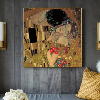 Gustava Klimta Skūpsts Portrets Classic Abstraktās Glezniecības Kolekcija Audekls Mākslas Izdrukas un Mūsdienu Plakātu Sienas Attēlu Mājas Dekori