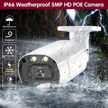 H. 265+ 4K 8CH POE VRR Komplekts 16CH 5mp CCTV Drošības Kameras Sistēma Āra divvirzienu Audio ar POE IP Bullet Kamera Video Novērošanas Komplekts