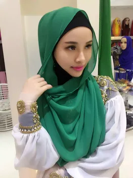H1018 Jaunāko vienkāršā liela izmēra burbulis šifona musulmaņu garā šalle islāma hijab šalle lakatu, lakatu headwrap