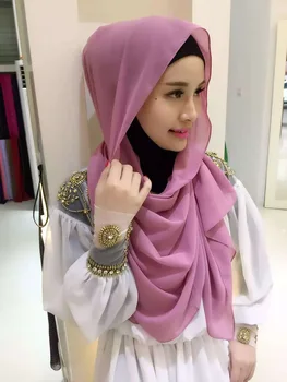 H1018 Jaunāko vienkāršā liela izmēra burbulis šifona musulmaņu garā šalle islāma hijab šalle lakatu, lakatu headwrap
