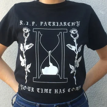 HahayuleRIP Patriarhāts Feministu T-Krekls Sievietēm, Tumblr Modes Grafiskais Tee Sagraut Patriarhāts Krekls Hipsters Smieklīgi Top Melna