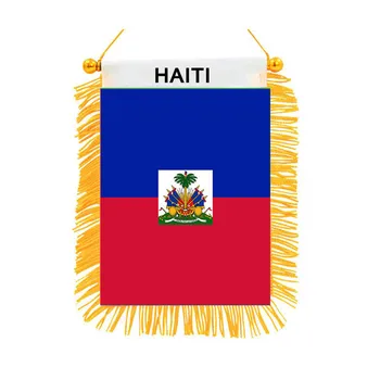Haiti Karoga Mini Double Sided Izdrukāt Augstas Kvalitātes Blackout Drānu, Kas Karājas Valsts Karoga Auto Rota