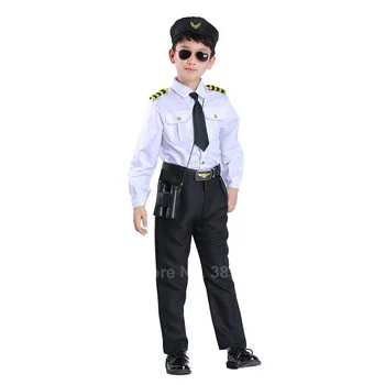 Halloween Bērnu Zēns Izmēģinājuma Vienotu Gaisa Spēku Uzvalks Meitene Stjuarts Aviokompānijas Stjuarte Eleganti Ģērbties Cosplay Ziemassvētku Dāvanu