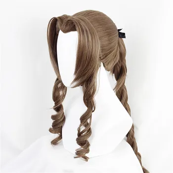 Halloween Final Fantasy VII Gainsborough Aerith Cosplay Parūka Meitene Hairpiece 100 cm Bize Sieviešu Cirtaini Bangs Matu Periwig + Vāciņš