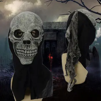 Halloween Reāli Izskatās Galvaskausa Skelets Biedējošu Spoku Masku Pilnu Sejas Cosplay Pusei Šausmu Kostīmu Pieaugušo Karnevāla Aksesuāri