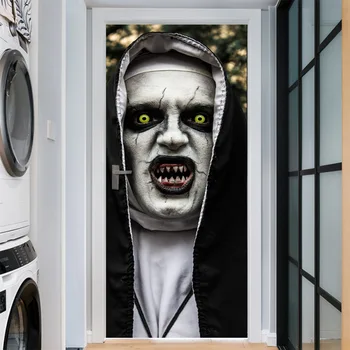 Halloween Sienas Uzlīmes Šausmu Mūķenes Radošo 3D Durvju Uzlīmes Personalizēts Koka Durvis, Mājas Apdare, Sienas Uzlīmes, Renovācija